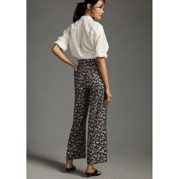 MAEVE Anthropologie Olive Leaves Colette Crop Wide Leg Pants sz. 31 Fit sz. M - Picture 5 of 11